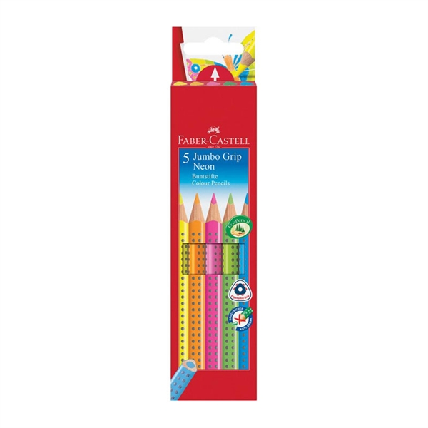 Barvice Faber-Castell fluo grip jumbo, 5 kosov