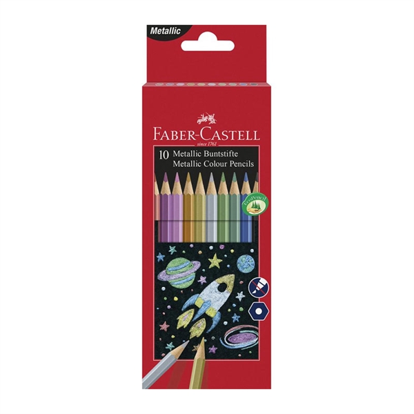 Barvice Faber-Castell Hex Metal, 10 kosov