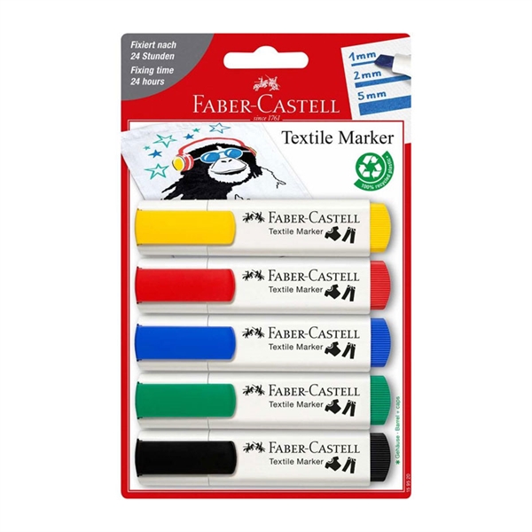 Marker Faber-Castell Tekstil, 5 kosov