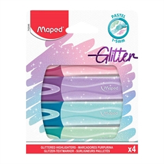 Marker Maped Fluo Pastel Gliter,4 kosi