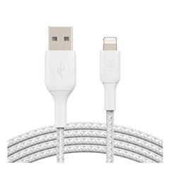 Polnilni kabel Belkin, USB-A na Apple Lightning, 2 m, bel