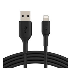 Polnilni kabel Belkin, USB-A na Apple Lightning, 1 m, črn