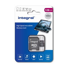 Spominska kartica Integral Micro SDHC/XC V10 UHS-I U1, 128 GB + adapter