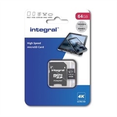 Spominska kartica Integral Micro SDXC V30 UHS-I U3, 64 GB + adapter