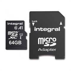 Spominska kartica Integral Micro SDHC/XC Class10, 64 GB + adapter