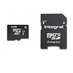 Spominska kartica Integral Micro SDXC Class10 UHS-I U1, 64 GB + adapter