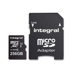 Spominska kartica Integral Micro SDXC Class10 UHS-I U1, 256 GB + adapter