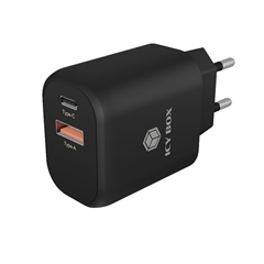 Stenski polnilec Icybox USB Quick Charge 3.0, 2 vhoda