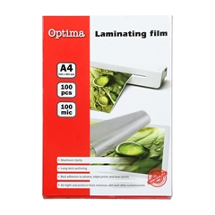 Žepki A4 za plastificiranje Optima (216 x 303 mm), 100 mic, 100 kosov