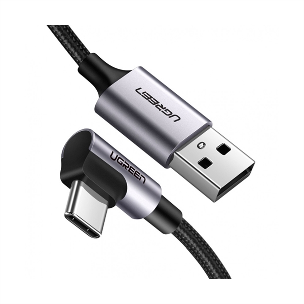 Polnilni kabel Ugreen, USB-A na USB-C 90°, 0.9 m, črno siv