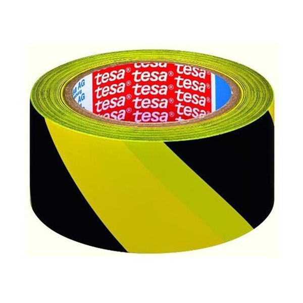 Lepilni trak Tesa, 33 mm x 50 m, za označevanje, črno rumen