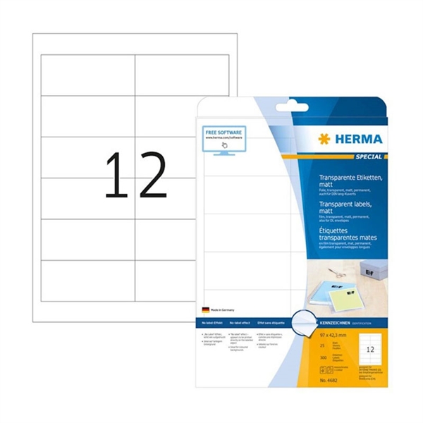 Samolepilne etikete Superprint Herma 4682, (97 x 42.3 mm), 25/1, prozorne mat