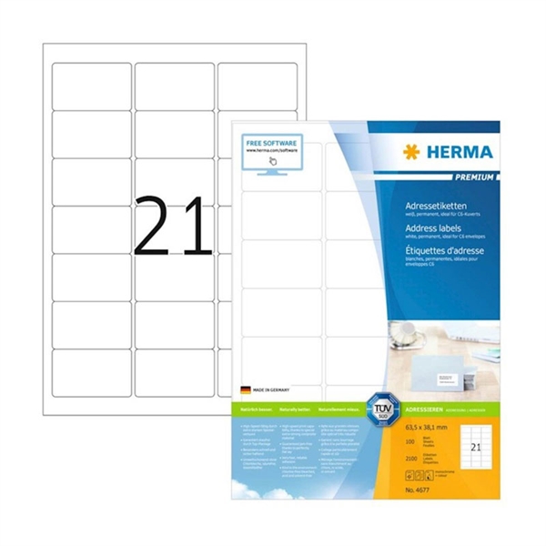 Samolepilne etikete Superprint Herma 4677, (63,5 x 38,1 mm), 100/1