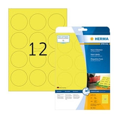 Okrogle samolepilne etikete Premium Herma 5152, (Ø 60) , 20/1, neon rumene