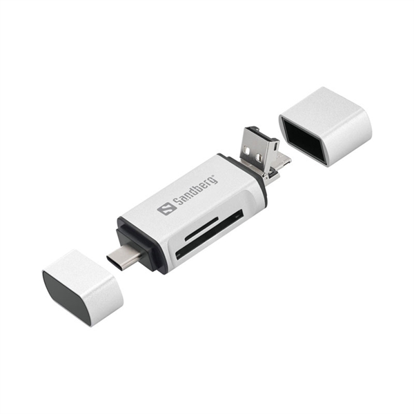 Čitalec kartic Sandberg, USB-C+USB-A in micro USB