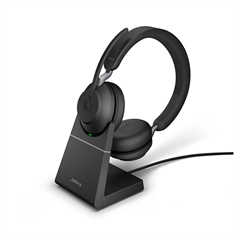 Naglavne slušalke z mikrofonom Jabra Evolve2 65 UC, s polnilno postajo, brezžične