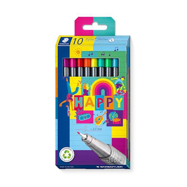 Flomastri Staedtler Fineliner Triplus Happy, 0,3 mm, 10 kosov