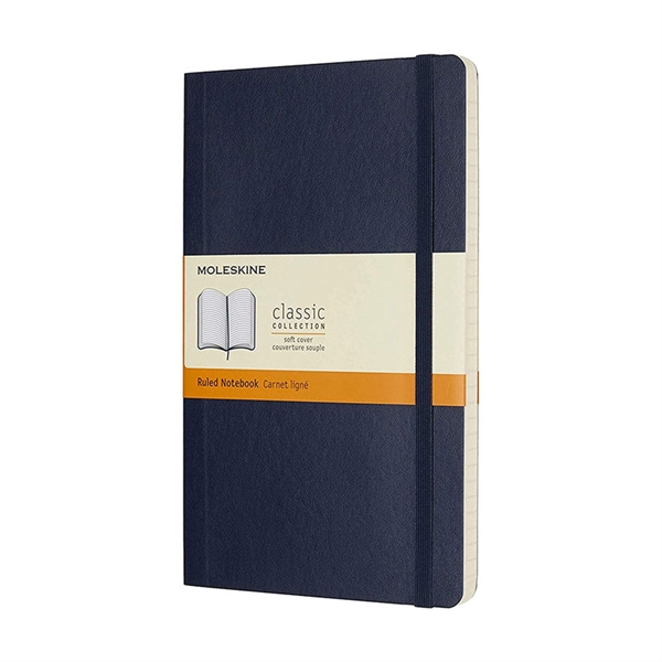 Beležnica Moleskine LG mehke platnice, saphirno modra – črte