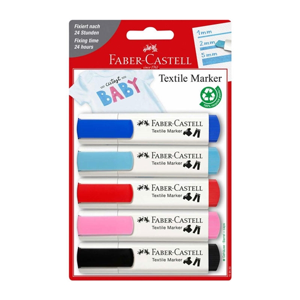 Marker Faber-Castell Tekstil Baby, 5 kosov
