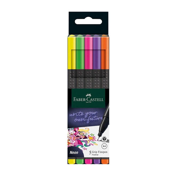 Marker Faber-Castell Grip Finepen Neon, 5 kosov