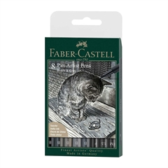 Flomastri Faber-Castell Pitt, črno sivi, 8 kosov