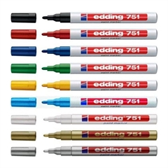 Marker z lakom Edding E-751, 1-2 mm, srebrna