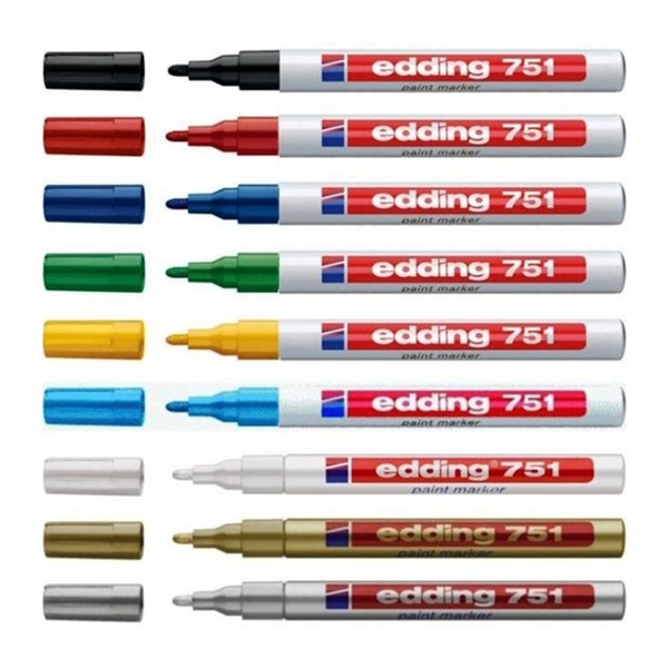 Marker z lakom Edding E-751, 1-2 mm, srebrna