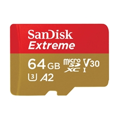 Spominska kartica SanDisk Extreme Micro SDXC UHS-I U3, 190 MB/s, 64 GB + SD adapter