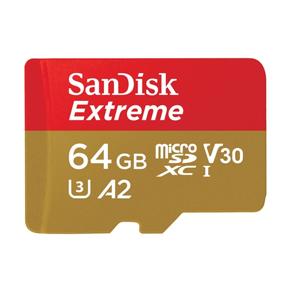 Spominska kartica SanDisk Extreme Micro SDXC UHS-I U3, 190 MB/s, 64 GB + SD adapter
