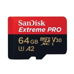 Spominska kartica SanDisk Extreme Pro Micro SDXC UHS-I C10 U3, 200 MB/s, 64 GB + SD adapter