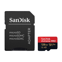 Spominska kartica SanDisk Extreme Pro Micro SDXC UHS-I U3, 200 MB/s, 128 GB + SD adapter