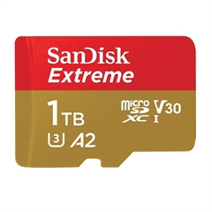 Spominska kartica SanDisk Extreme Micro SDXC UHS-I U3, 190 MB/s, 1 TB + SD adapter