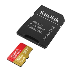 Spominska kartica SanDisk Extreme Micro SDXC UHS-I C10 U3, 190 MB/s, 512 GB + SD Adapter