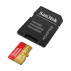 Spominska kartica SanDisk Extreme Micro SDXC UHS-I C10 U3, 190 MB/s, 64 GB + SD Adapter