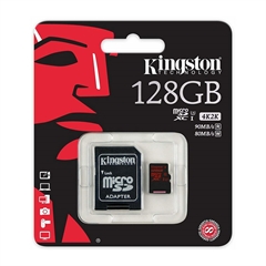 Spominska kartica Kingston Micro SDXC UHS-I U3, 90 MB/s, 128 GB + SD adapter
