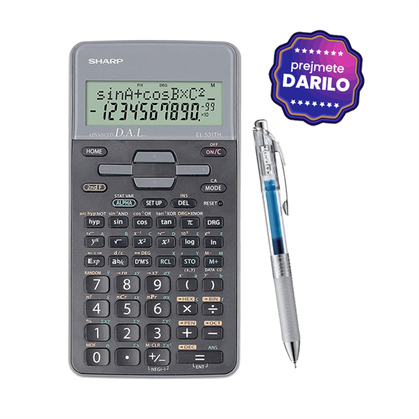 Tehnični kalkulator Sharp EL531THBGY, siv + darilo