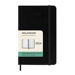 Planer Moleskine 2024, tedenski, žepni, trde platnice, črna