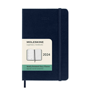 Planer Moleskine 2024, tedenski, žepni, trde platnice, safirno modra