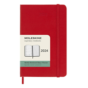 Planer Moleskine 2024, tedenski, žepni, trde platnice, škrlatno rdeča