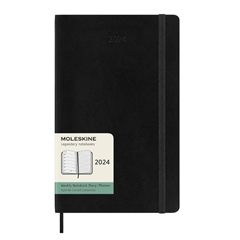 Planer Moleskine 2024, tedenski, L, mehke platnice, črna