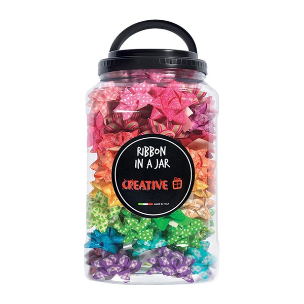 Darilna pentlja Creative v plastični posodi, 6.5 cm, 70 kosov