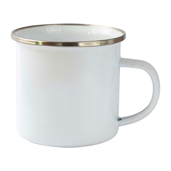 Skodelica Retro Sub, emajlirana, bela