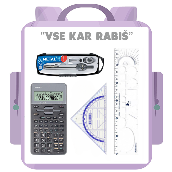 Komplet matematičnih pripomočkov "Vse kar rabiš" 
