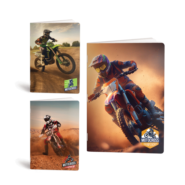 Komplet zvezkov A4 Rucksack Only, Motocross, mali karo 5 mm, 52 listov, sortirano, 7 + 3 GRATIS