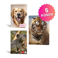 Zvezek A4 Rucksack Only, Animals Cute, mali karo 5 mm, 52 listov, sortirano, 5 kosov