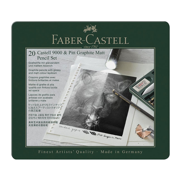 Set grafitnih svinčnikov Faber-Castell Castell 9000 & Pitt, 20 kosov