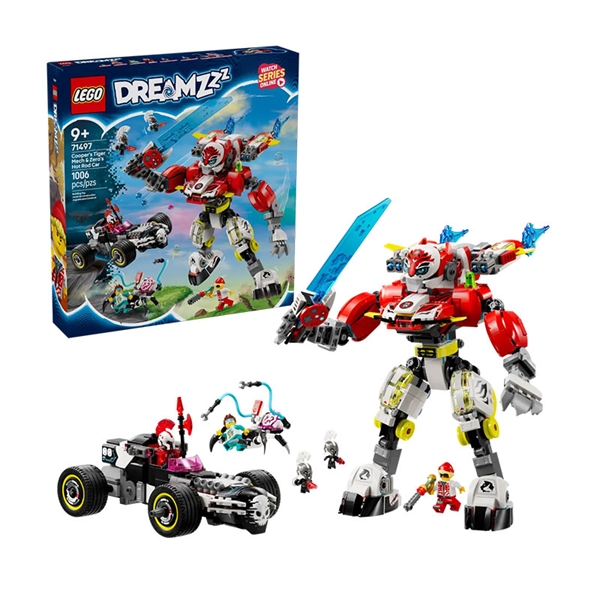 LEGO DREAMZzz: Cooperjev robotski oklep tigra in Zerojev dirkalnik Hot Rod