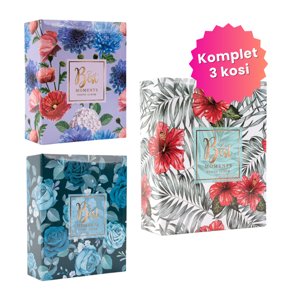 Darilni paket najlepših spominov Rože: 3x Foto album, 304 + 304 + 304 slike