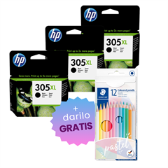 Komplet kartuš HP 3YM62AE nr.305XL (črna), original, 3 kosi + DARILO GRATIS
