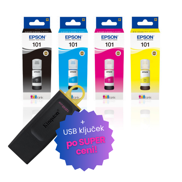 Komplet črnil Epson 101 (BK/C/M/Y), original + USB ključek po SUPER ceni